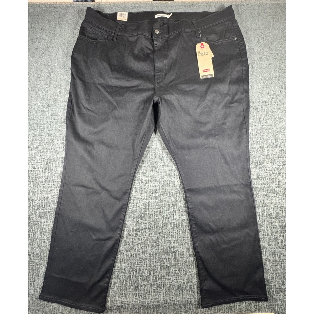 Levis 724 High Rise Straight Jeans Black Plus Size 26W NWT